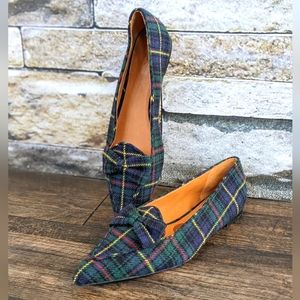 NWOB POLO Ralph Lauren Tartan Ashtyn Pointed Ballerina Bow Flats